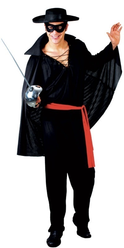 DELUXE,ADULT BANDIT COSTUME Fancy Dress Hero Halloween Black Masked Party