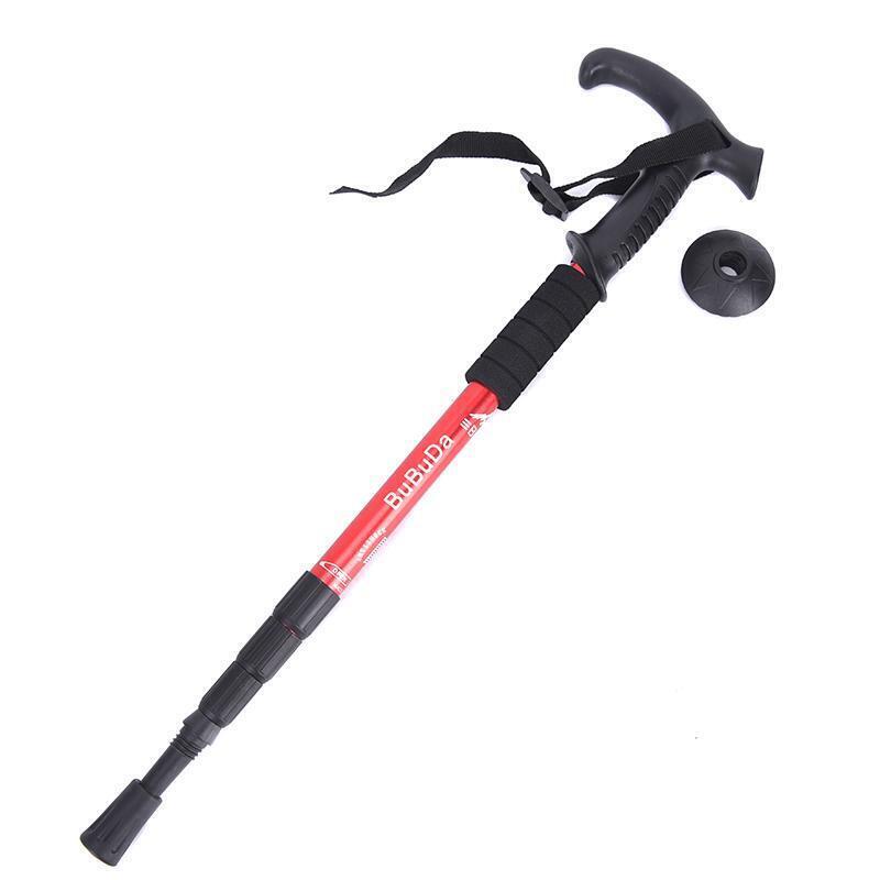 Folding Walking Stick Telescopic Adjustable Antishock Hiking Grip Pole