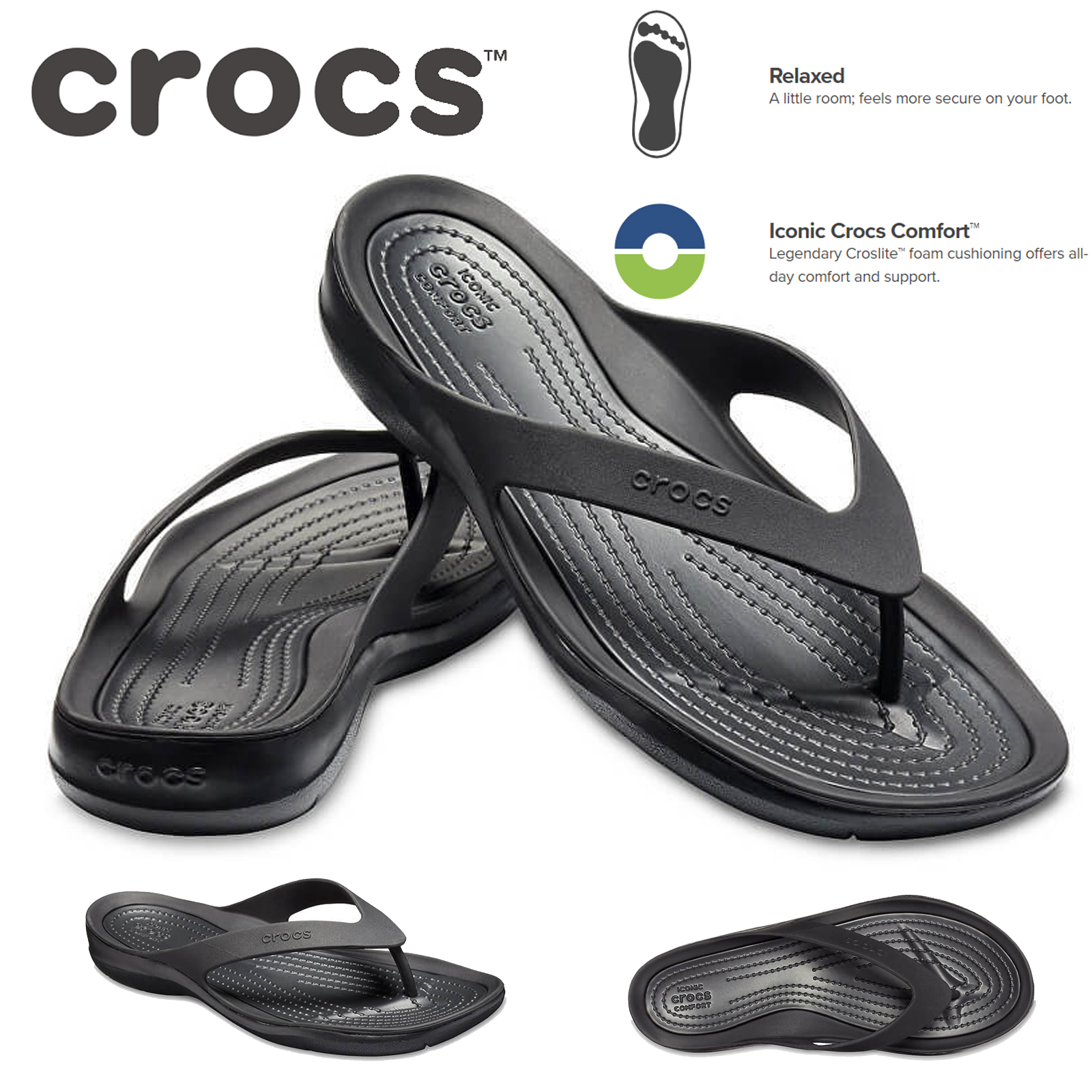 iconic crocs comfort flip flops