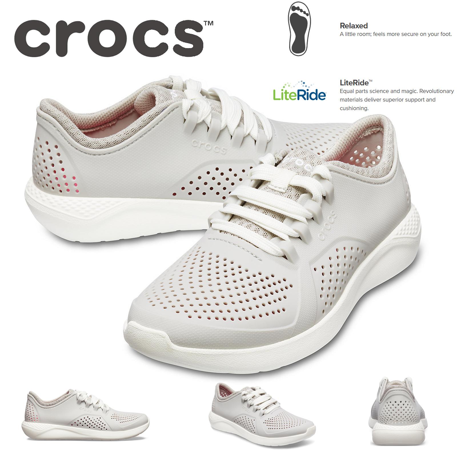 Crocs,Women's LiteRide Pacer Shoes Sneakers - Pearl White