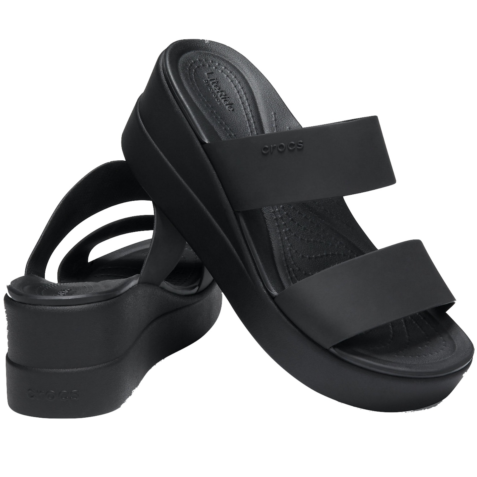 Crocs Brooklyn Mid Wedge Women's Shoes Wedges Heel Sandals LiteRide Black/Black