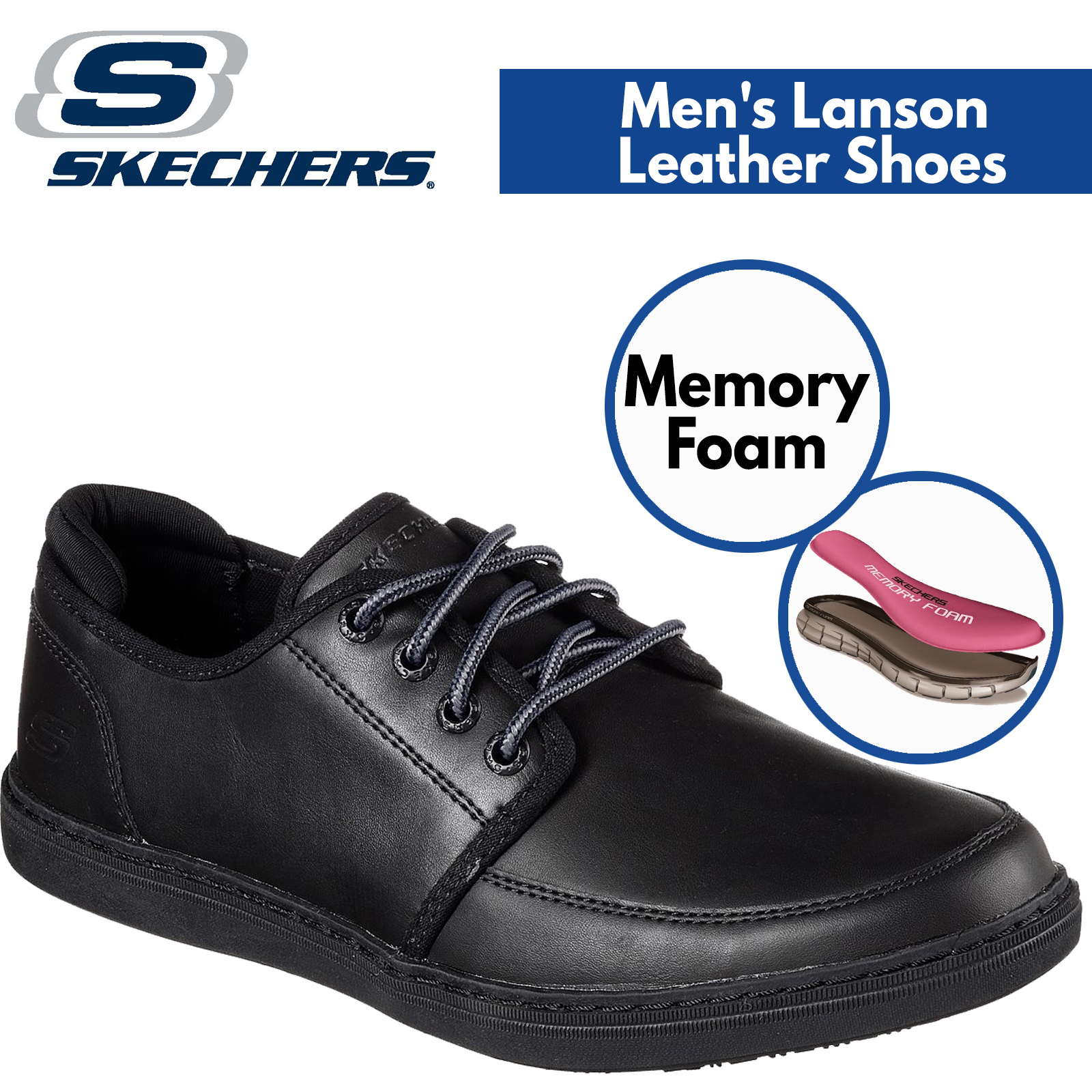 skechers mens black leather shoes