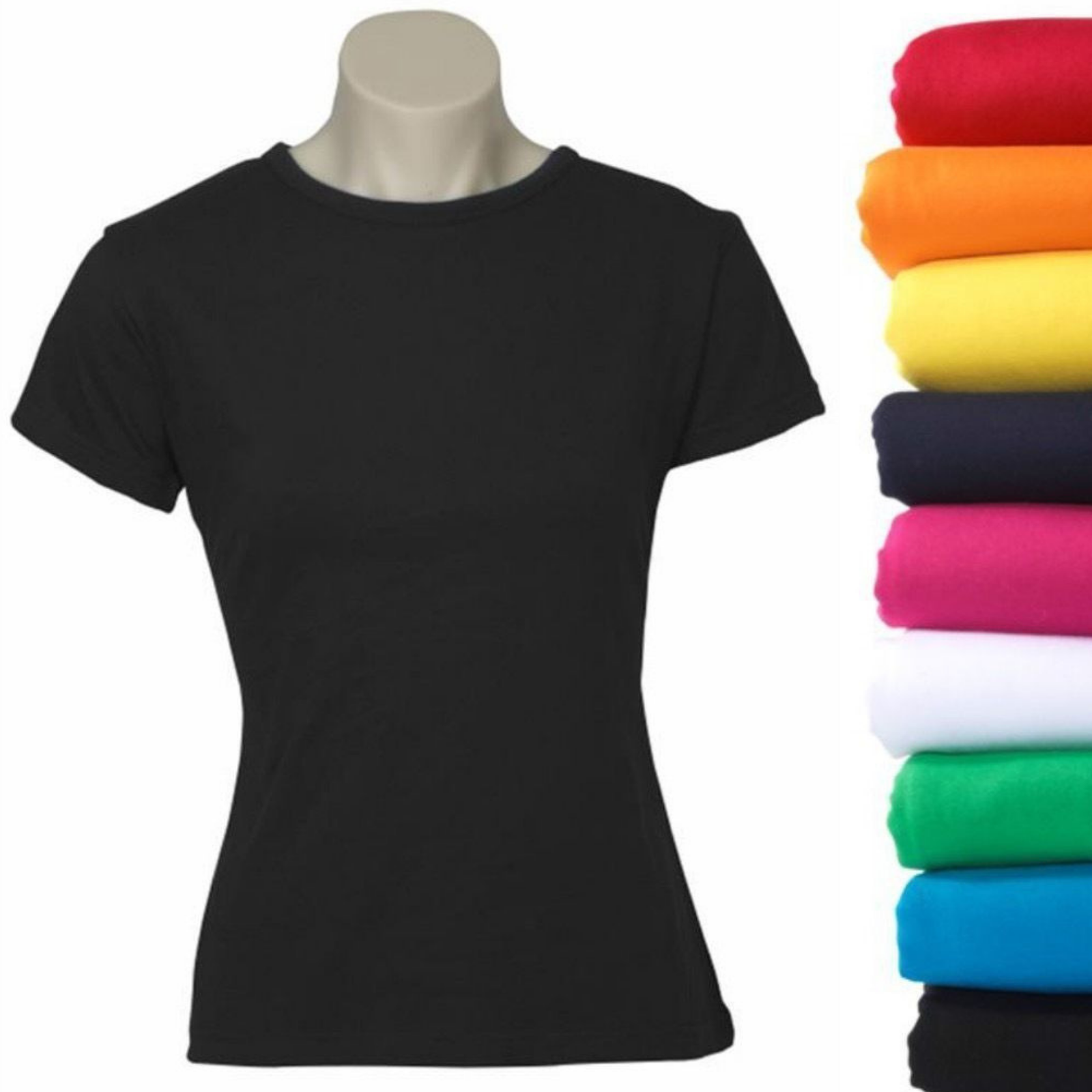 Women S Plain Ladies T Shirt 100 Cotton Basic Tee Casual Top Size 6 24 Bulk New