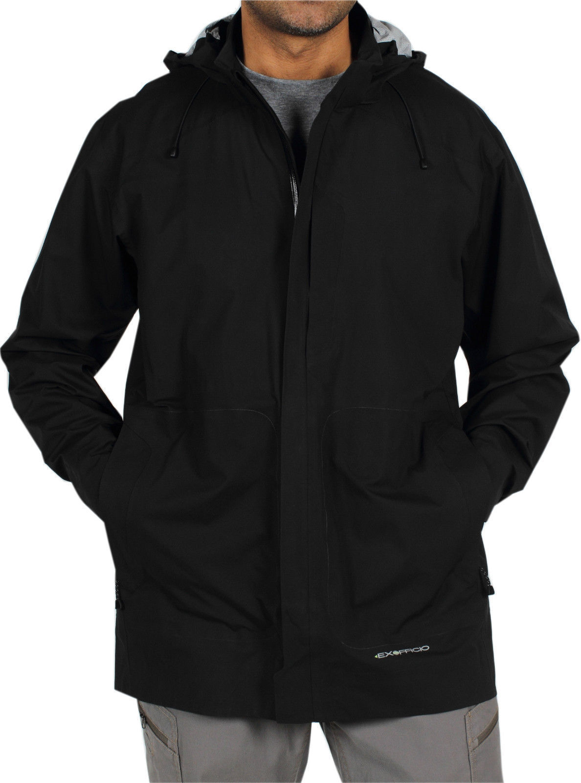 ExOfficio,Mens Rain Logic Parka Jacket Coat 100% Waterproof - Black - M