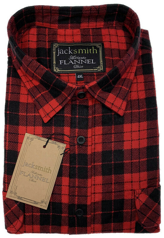 Men's Flannelette Shirt 100% Cotton Check Authentic Flannel Long Sleeve ...