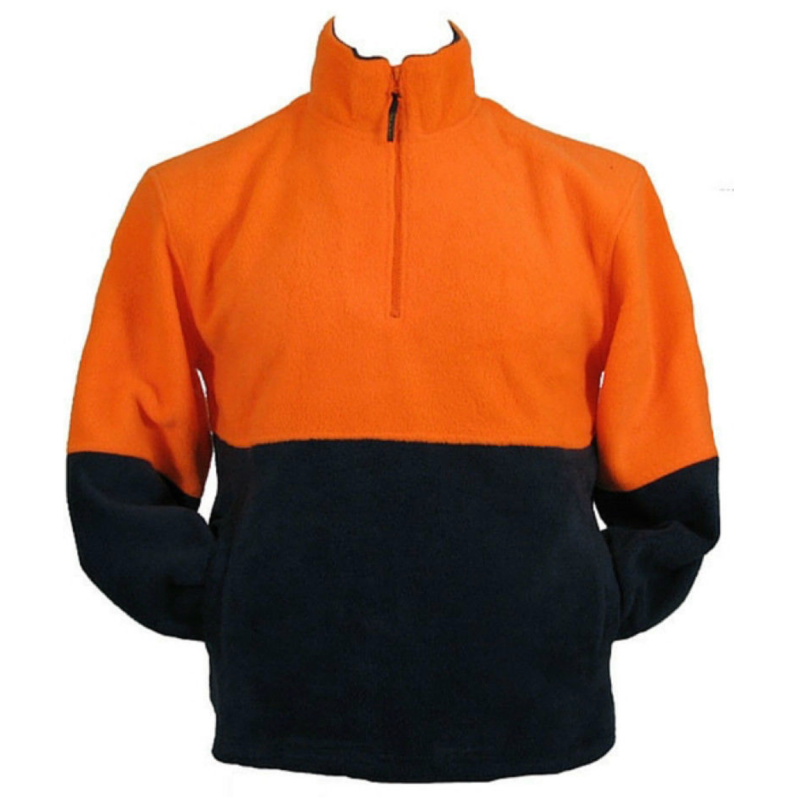 HI VIS POLAR FLEECE Jumper 1/2 Half Zip Safety Workwear Fleecy Jacket ...