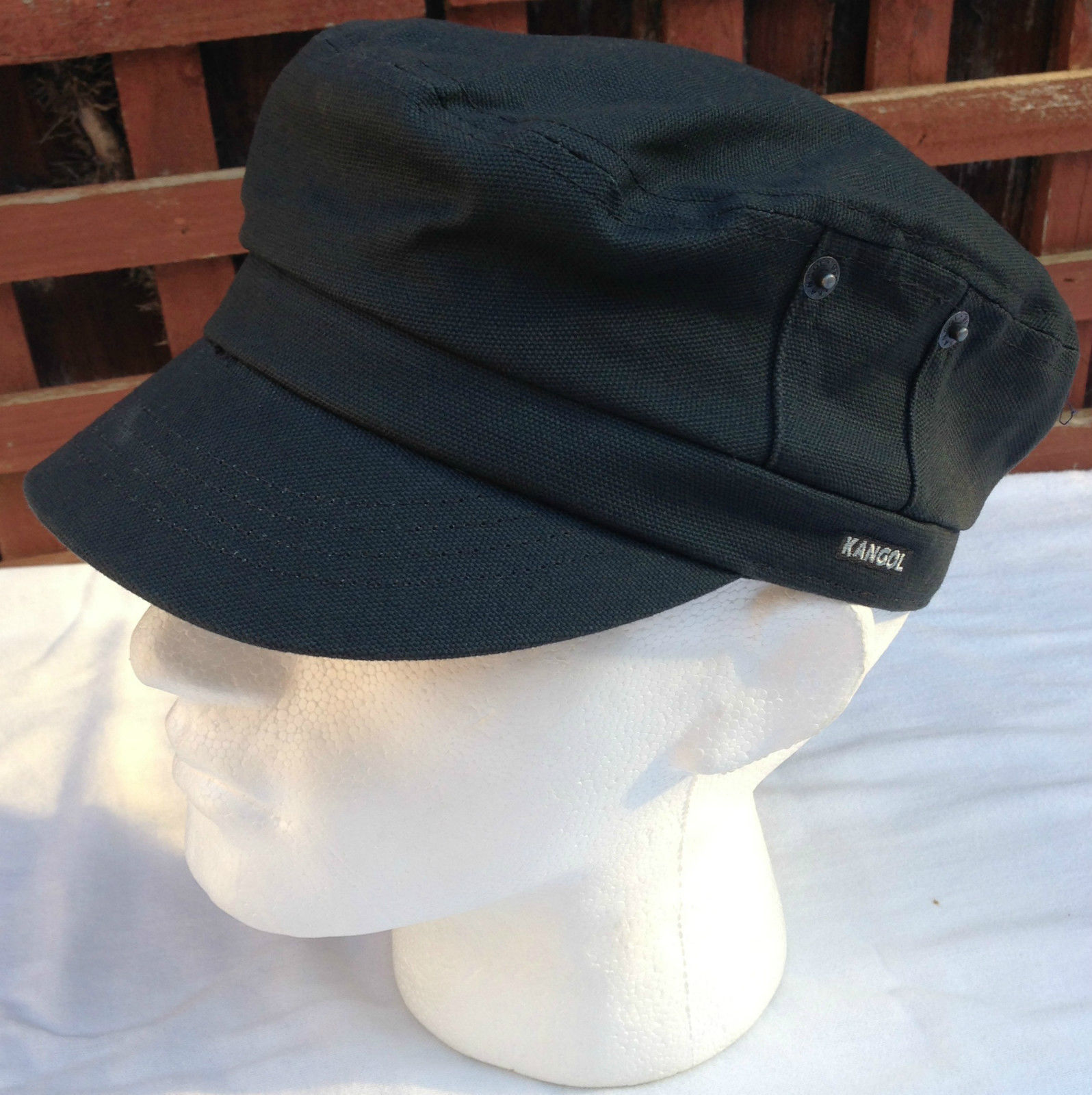 KANGOL Canvas Fisherman Cap Mens Army Military Driving Hat K0930FA   KANGOL K0930FA BLK M 