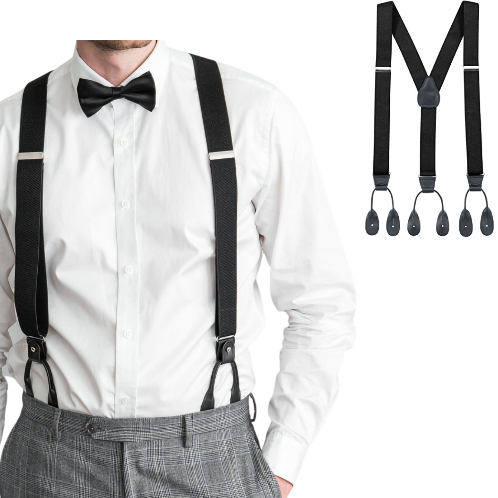 Men's,Adjustable SUSPENDERS Braces Clip On Elastic Y-Back Slim ...