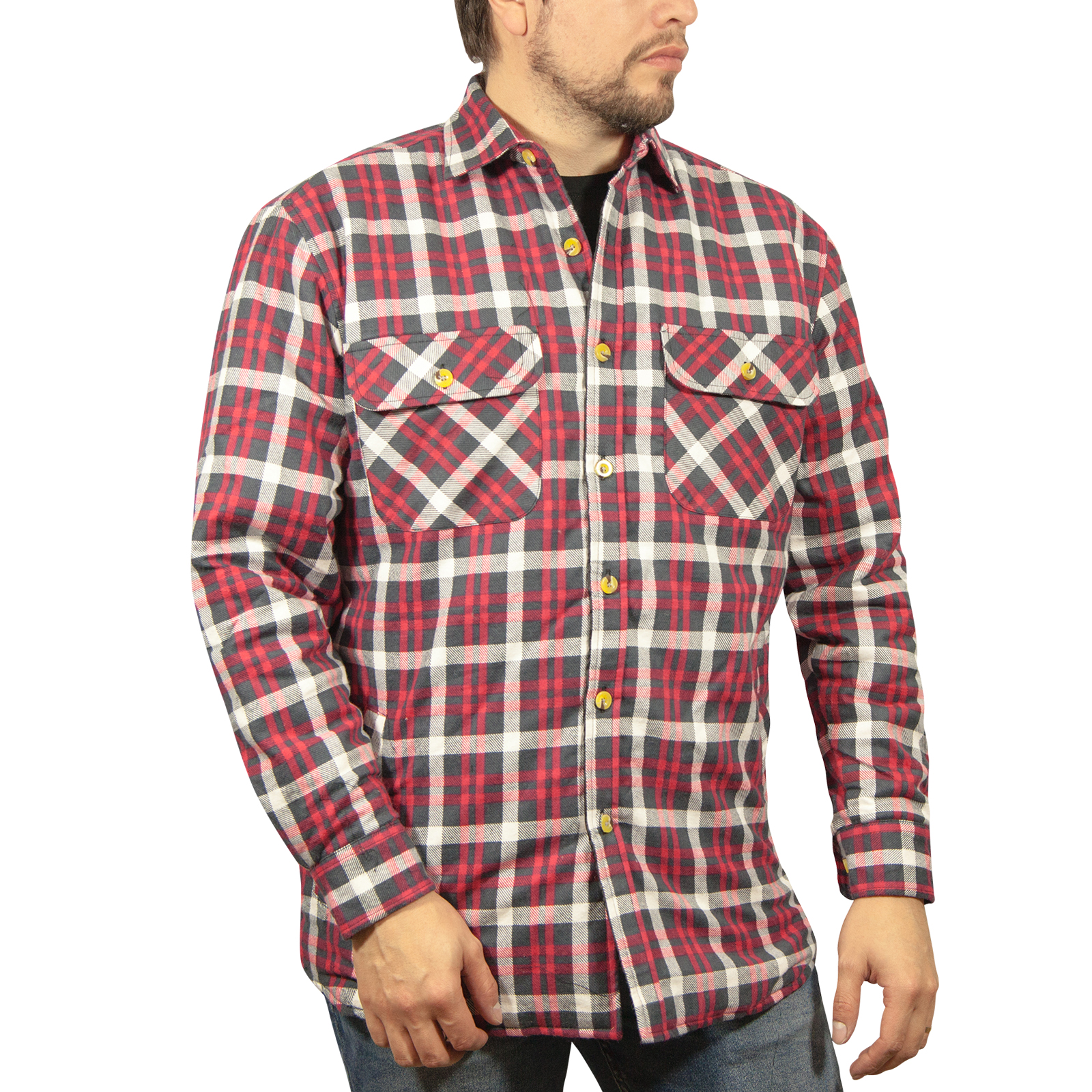 Quilted Flannelette Shirt Men S Jacket 100 Cotton Padded Warm Winter