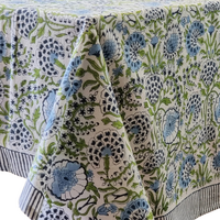 Kolka Senetti Hand Block-Printed & Sreen-Printed Textiles Tablecloth - Green