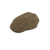 DENTS Abraham Moon Tweed Flat Cap Wool Ivy Hat Driving Cabbie Quilted - Brown