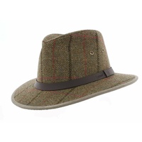 Failsworth Mens Gamekeeper Safari Wool Fedora Hat Trilby Tweed - Loden