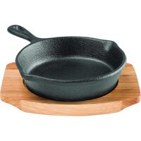 Pyrolux Pyrocast Skillet Cast Iron Fry Pan 10cm with Maple Tray Black