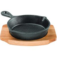 Pyrolu Skillet with Maple Tray Cast Iron Fry Pan Black 13.5cm