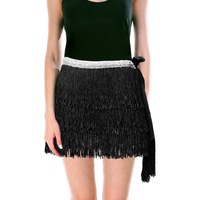 Adult Fringe Skirt Womens Dancing Party Costume in Black