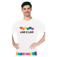 Adult Rainbow T Shirt Top Tee Gay Pride LGBTQ Love Is Love - White- One Size