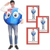 3x Adult Australian Smile Costume – Fun Australia Day Tunic with Flag & Smiley Face