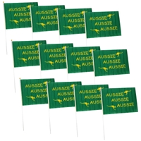 12x Aussie Hand Flag 29x44cm – Green Signal Flag for Australia Day & Sporting Events