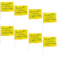 Aussie Hand Flags - 8 Pack (14x21cm) | Yellow Durable Australian Flag for Events & Celebrations