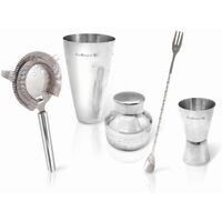 4pc Vin Bouquet Stainless Steel Cocktail Shaker Maker Set in Silver 