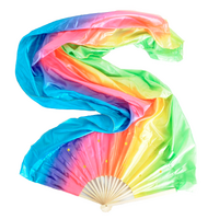 Large Rainbow Dancing Fan with Long Veil LGBTQ Gay Pride Costume Party