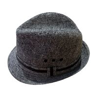 Blake Grey Herringbone Trilby Hat with Stingy Brim