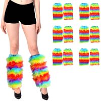 6 Pairs Fluffy Leg Warmers Rainbow Gay Pride LGBTQ Bulk