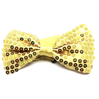 GLITTER SEQUIN BOW TIE Costume Fancy Dress Dance Fancy Shiny Party Bowtie - Yellow