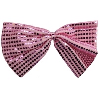LARGE BOW TIE Sequin Polka Dots Bowtie Big King Size Party  Costume - Light Pink