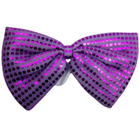 LARGE BOW TIE Sequin Polka Dots Bowtie Big King Size Party  Costume - Purple