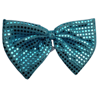 LARGE BOW TIE Sequin Polka Dots Bowtie Big King Size Party  Costume - Sky Blue