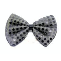 SEQUIN BOW TIE Polka Dots Bowtie Party Unisex Costume  13cm x 9cm Clown - Black