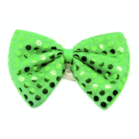 SEQUIN BOW TIE Polka Dots Bowtie Party Unisex Costume  13cm x 9cm Clown - Green