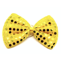 SEQUIN BOW TIE Polka Dots Bowtie Party Unisex Costume  13cm x 9cm Clown - Yellow