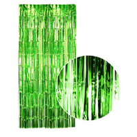 Tinsel Curtain Foil Metallic Fringe Backdrop Party Door Decorations - (200cm x 100cm) - Green