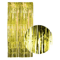 Tinsel Curtain Foil Metallic Fringe Backdrop Party Door Decorations - (200cm x 100cm) - Yellow/Gold