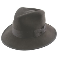  Mens Wool Felt Outback Shape Bow Band Hat Trilby Fedora Warm Winter - Black