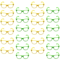 Green and Yellow Party Glasses with Clear Lenses – Fun 80s Australia Day or Costume Glasses (Set of 24)