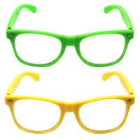 Green and Yellow Party Glasses with Clear Lenses – Fun 80s Australia Day or Costume Glasses (Set of 2)