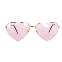 Heart Sun Glasses Metal Frame Party Costume Love Sunnies - Light Pink