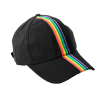 Baseball Cap Hat with Rainbow Stripe Lesbian Gay Pride LGBT - Black