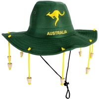 Australian Cork Hat – Green with Gold Kangaroo Embroidery Aussie Australia Day