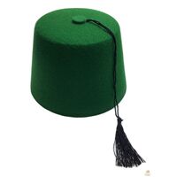 TURKISH HAT Red Green Fez Tarboosh Dress Up Costume Party Moroccan - Green