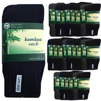 24 Pairs BAMBOO SOCKS Mens Heavy Duty Premium Thick Work Socks Cushion BULK