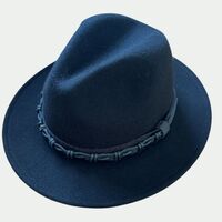Avenel Mens Wool Felt Safari Hat w/ Hessian & Leather Look Trim - Black