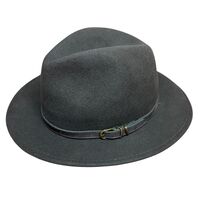 100% Soft Wool Felt Safari Hat w/ Leather Look Trim in Loden Brown XL