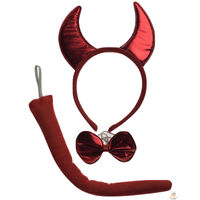 3pcs Set Animal Costume Dress Up Party Bow Tie Tail Ears Book Week - Red Devil