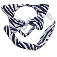 3pcs Set Animal Costume Dress Up Party Bow Tie Tail Ears Book Week - Zebra