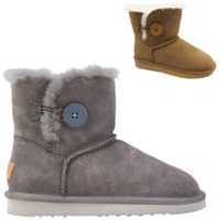 Grosby Womens Button UGG Boots Sheepskin Water Resistant Ankle Shoes Slippers