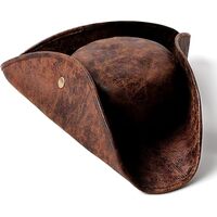 Durashape Brown Pirate Tricorn Hat Tri-Corner Faux Leather Captain Cowboy Costume